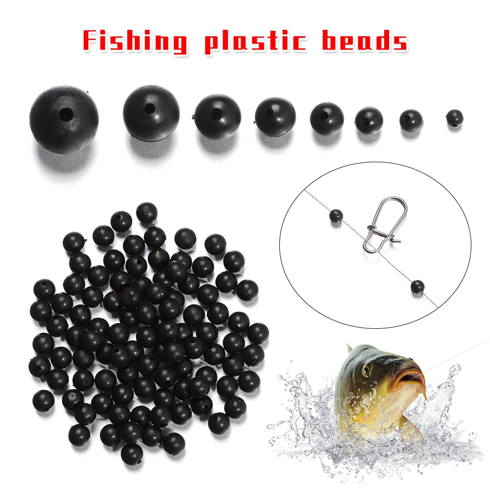 Soft Plastic Lure - 100pcs/lot Fishing Beads Space Stopper Black