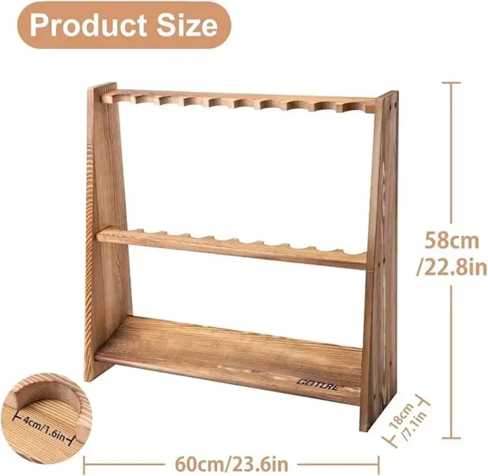 Goture Carbonized Pine Wood Fi - Fishing Equipment Organizer ulasan dan harga