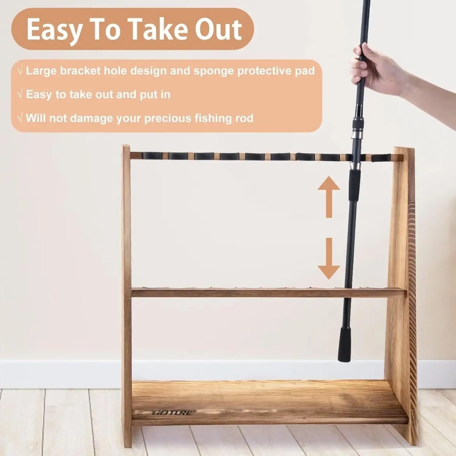 Goture Carbonized Pine Wood Fi - Fishing Equipment Organizer ulasan dan harga