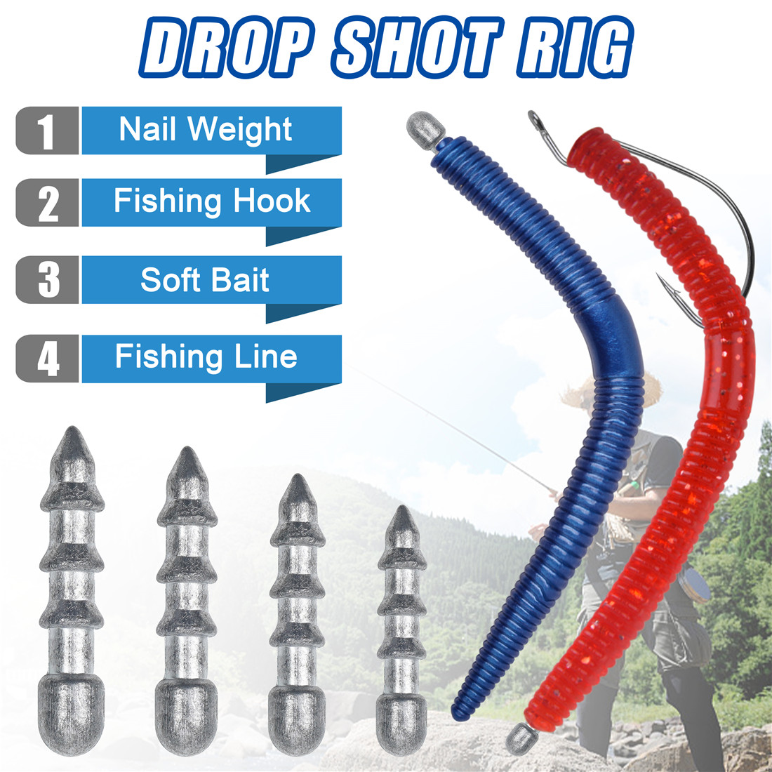 60PCS Nail weights Worm Fishin - Tungsten Sinkers ulasan dan harga